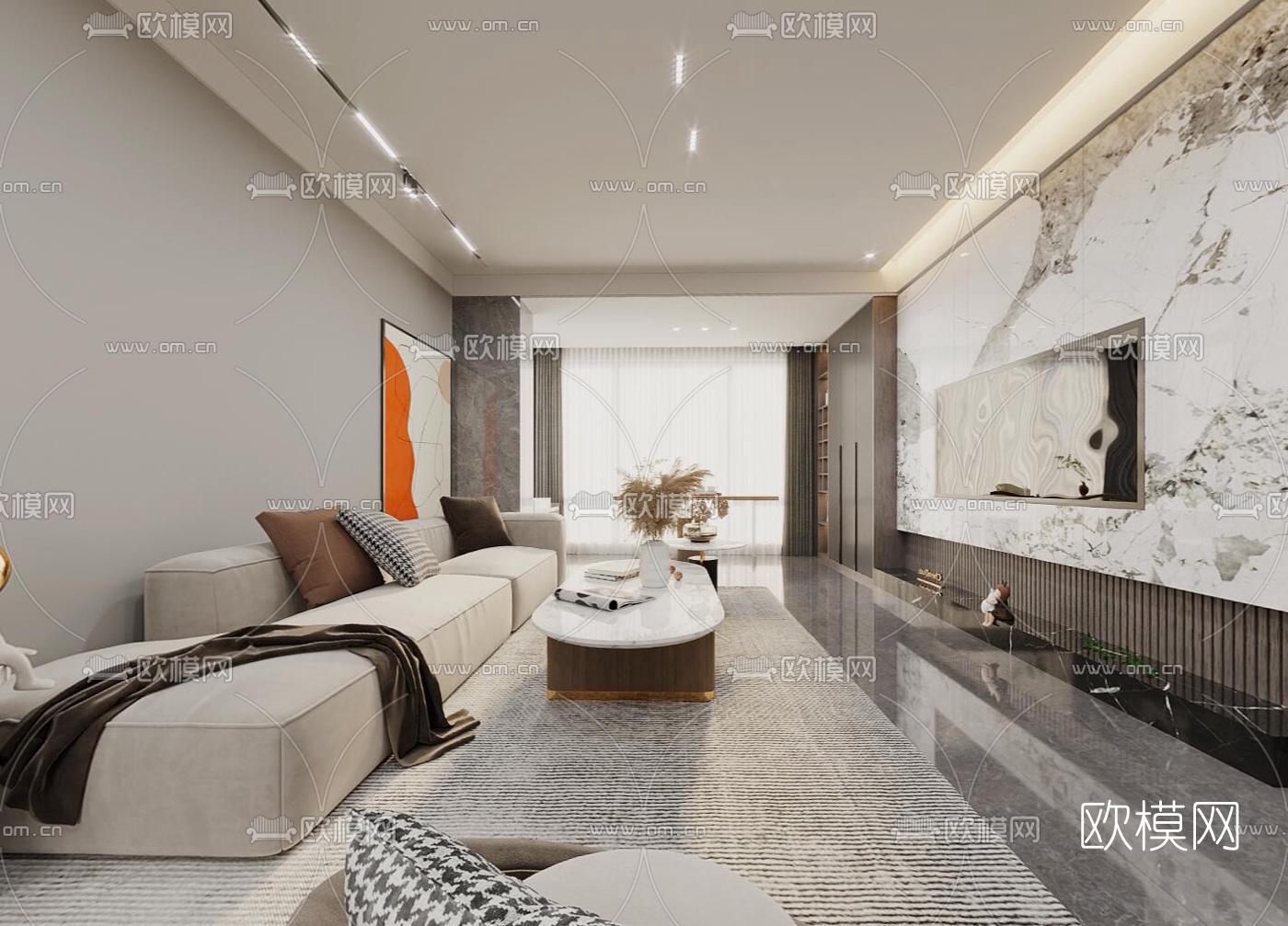 现代客厅餐厅cr全景3d模型