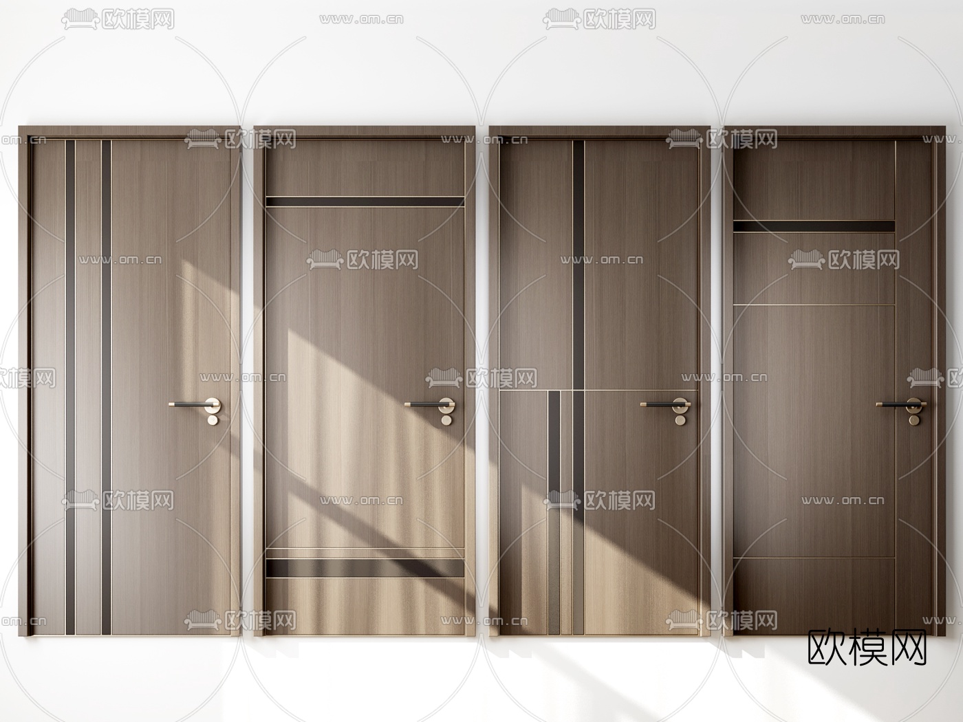 现代单开门房门3d模型下载