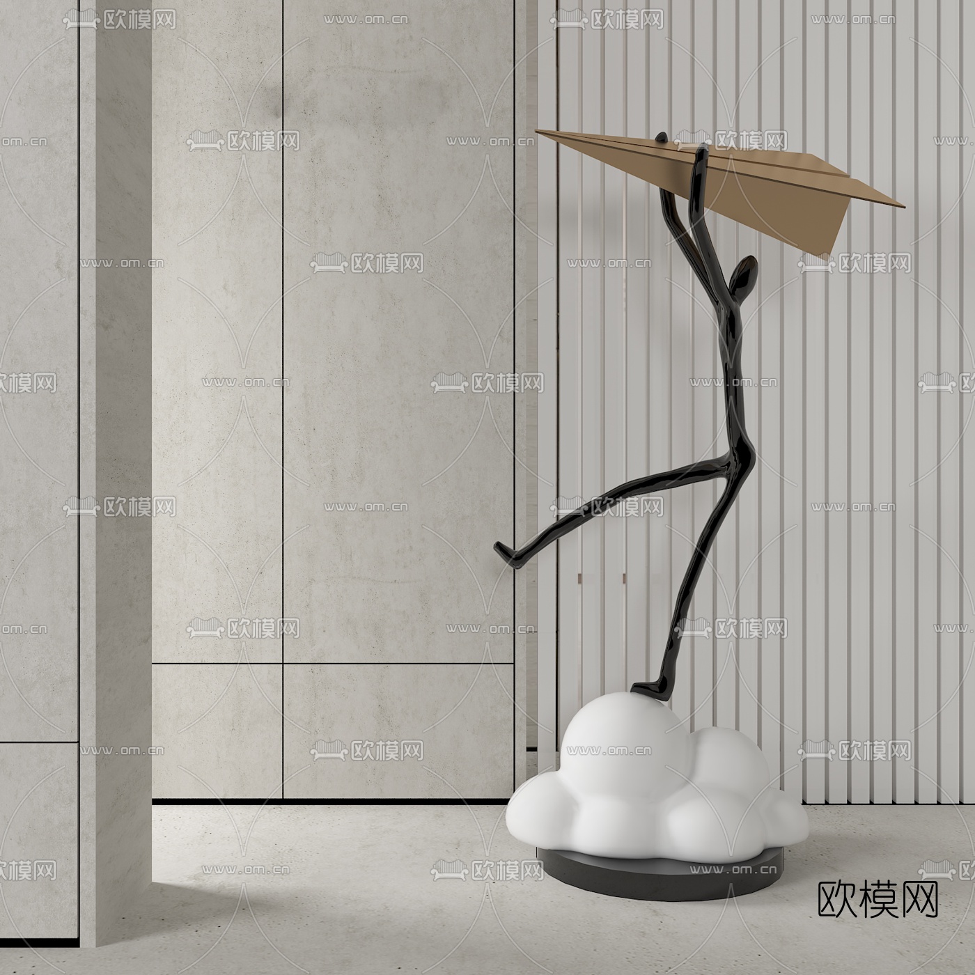 现代抽象人物雕塑3d模型下载