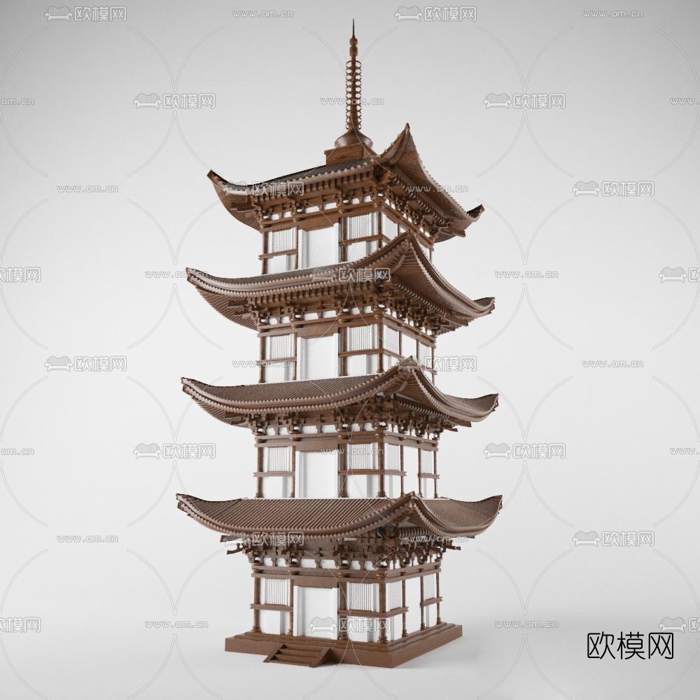 中式佛塔舍利塔3d模型下载（渲染图1）