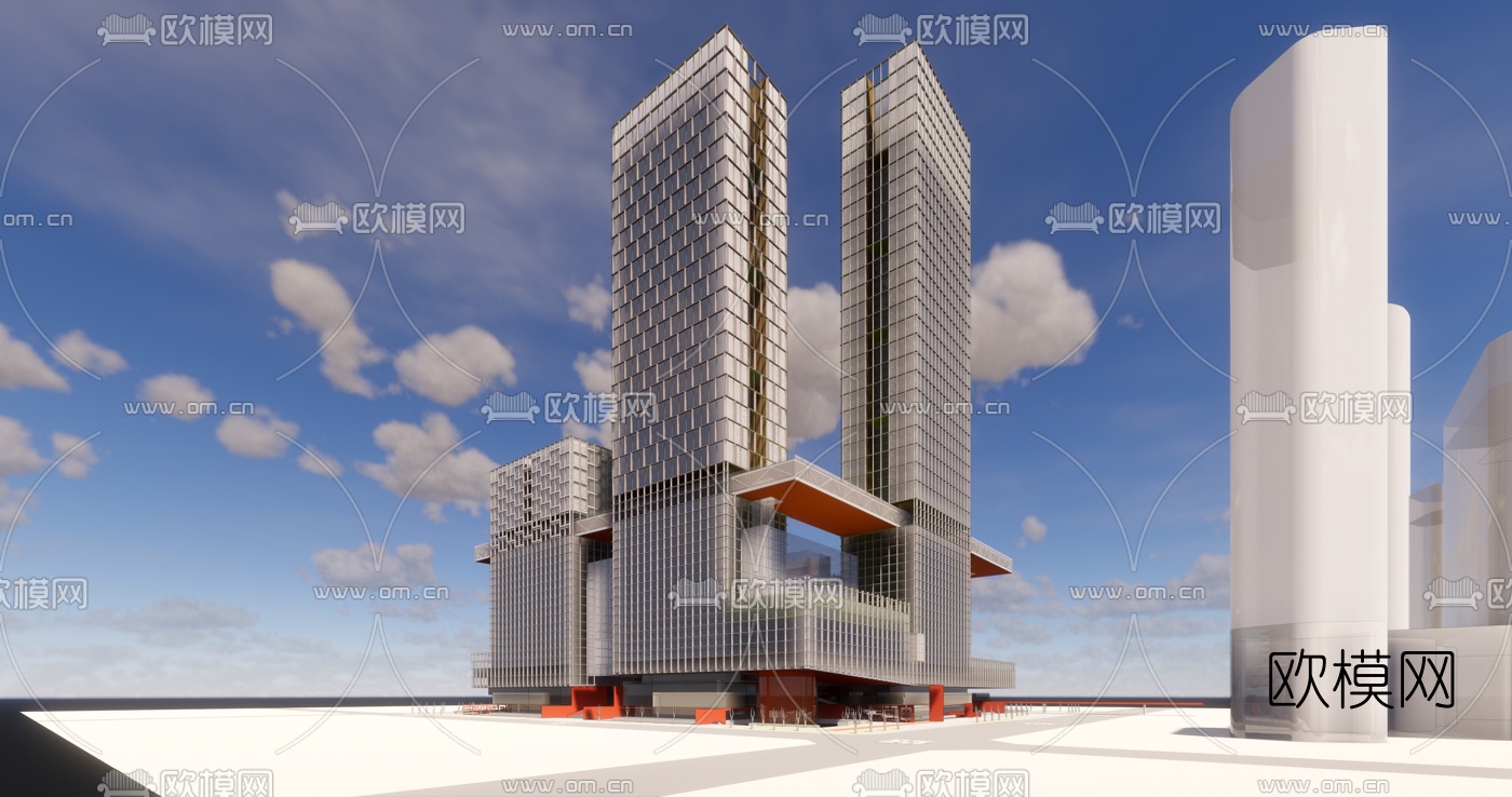 现代商业综合体鸟瞰su模型
