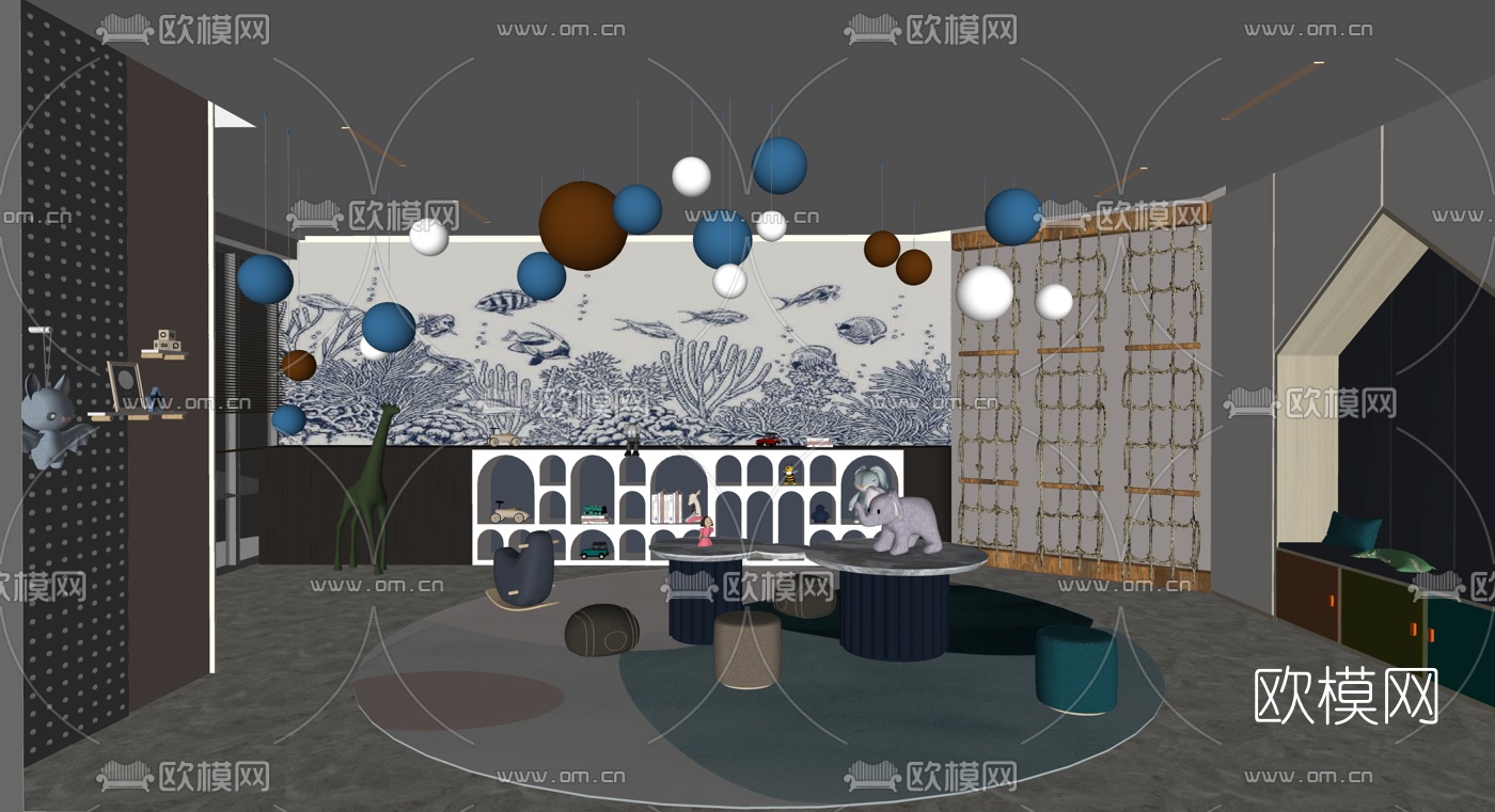 现代儿童活动室su模型下载（渲染图2）