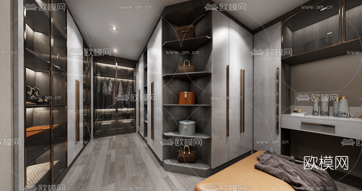 现代衣帽间vr全景3d模型