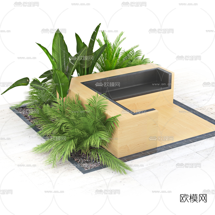 现代户外公用椅3d模型