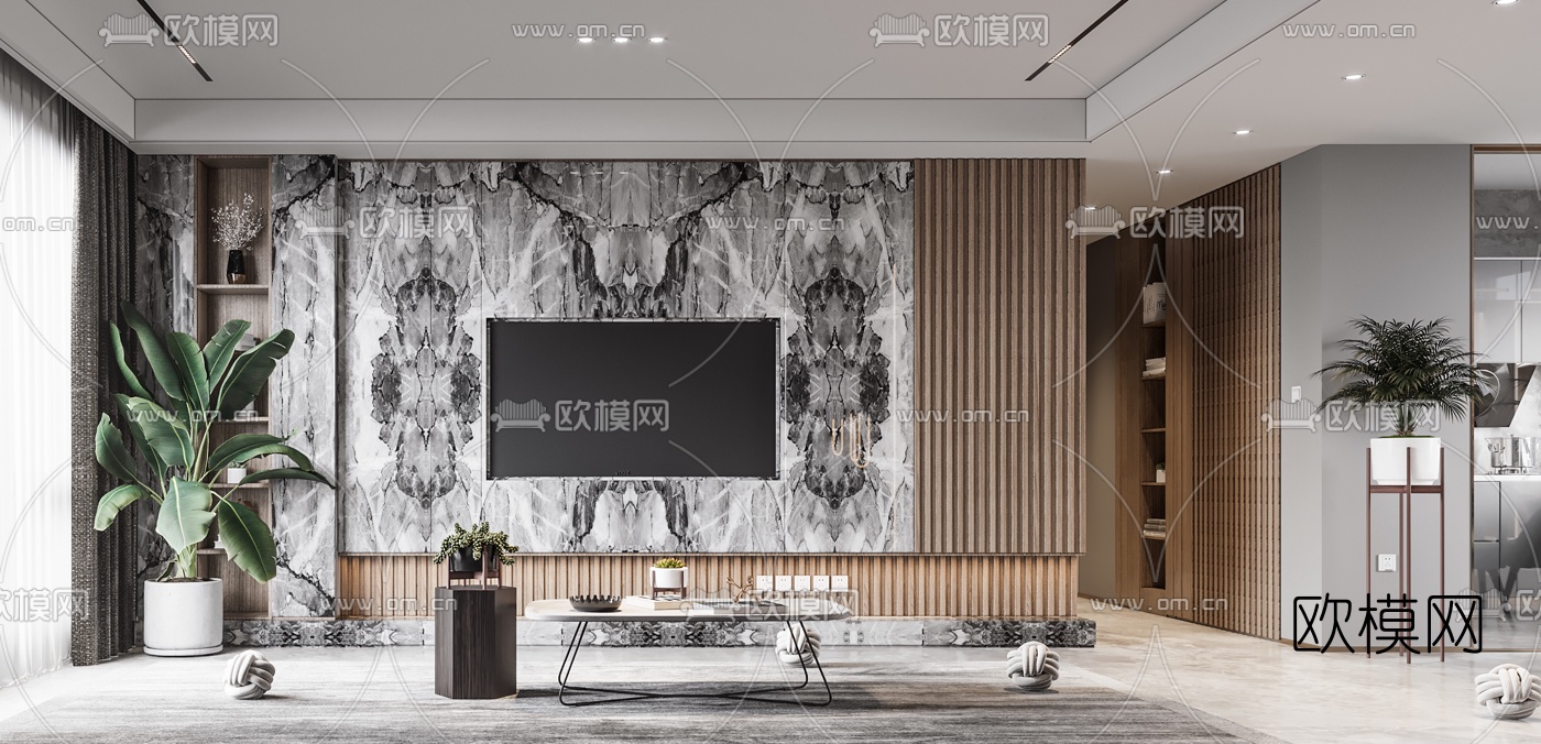 后现代客厅餐厅3d模型