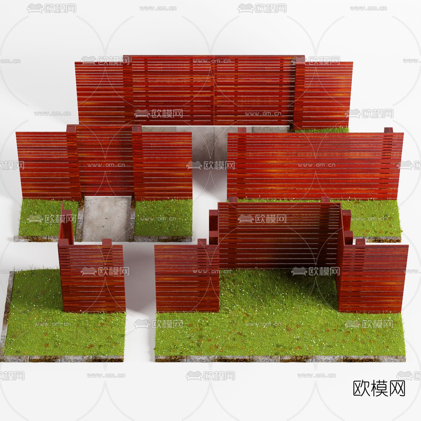 现代院墙围栏3d模型