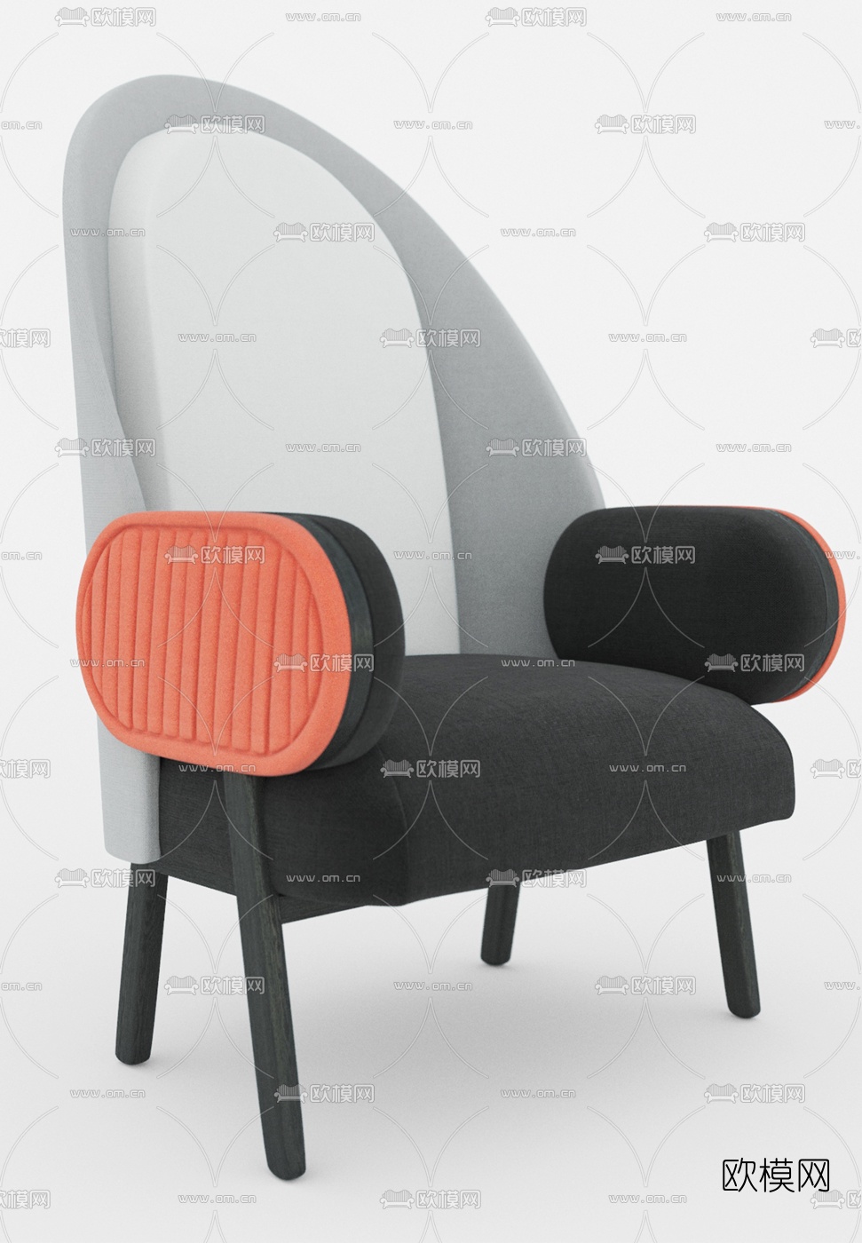 现代扶手休闲沙发免费3d模型下载