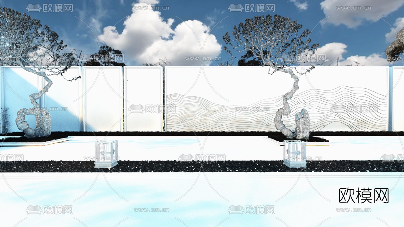 中式园林庭院3d模型