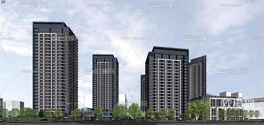 现代小区鸟瞰su模型下载（渲染图6）