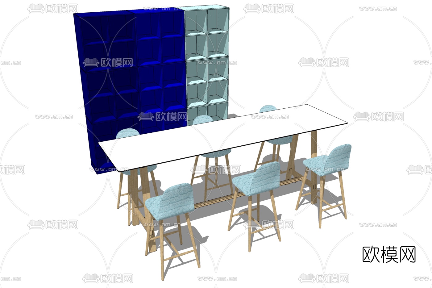 北欧吧台桌椅免费su模型下载