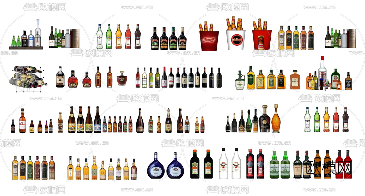 现代红酒洋酒酒瓶su模型下载