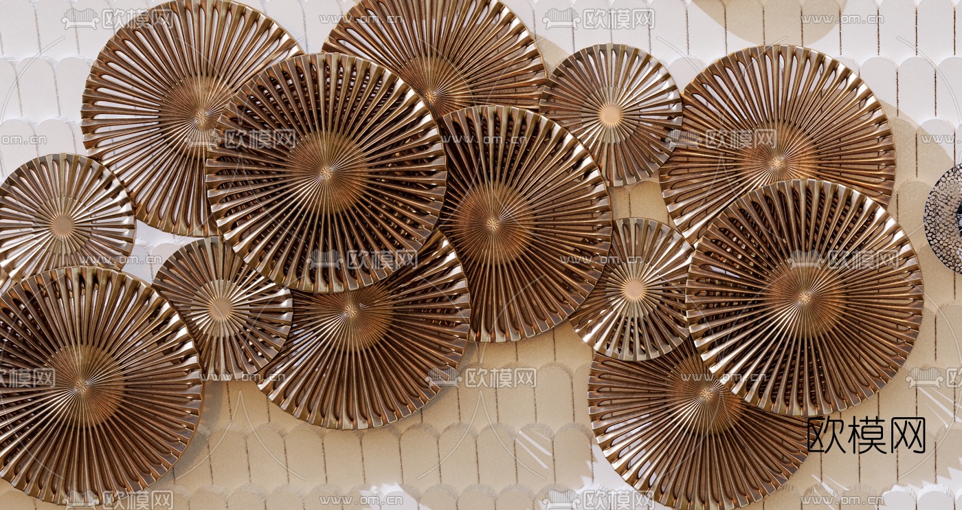 现代金属花卉挂件3d模型下载（渲染图3）