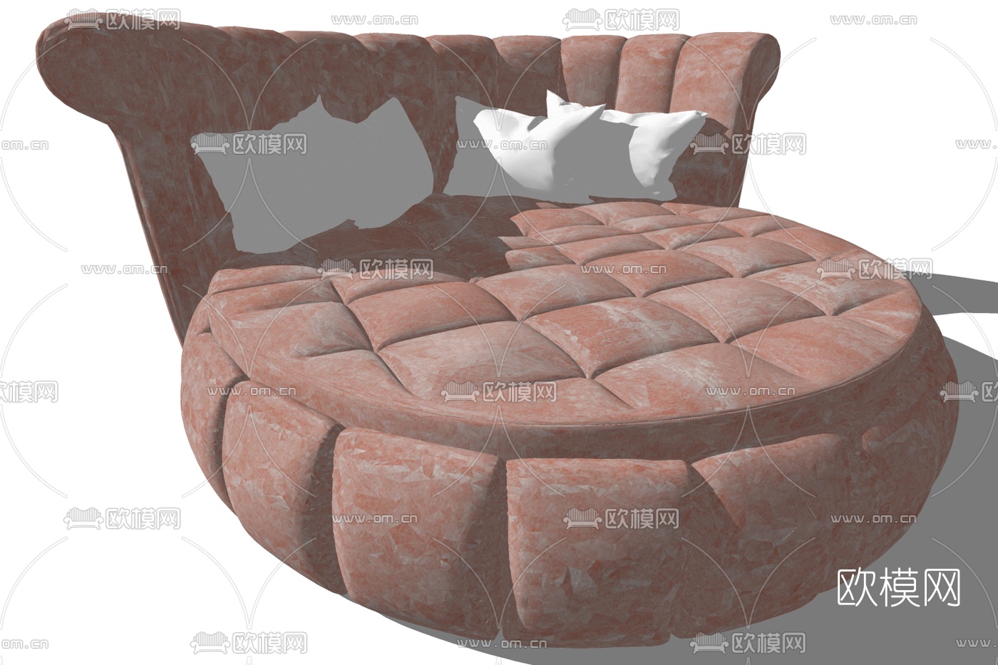 现代布艺圆床su模型