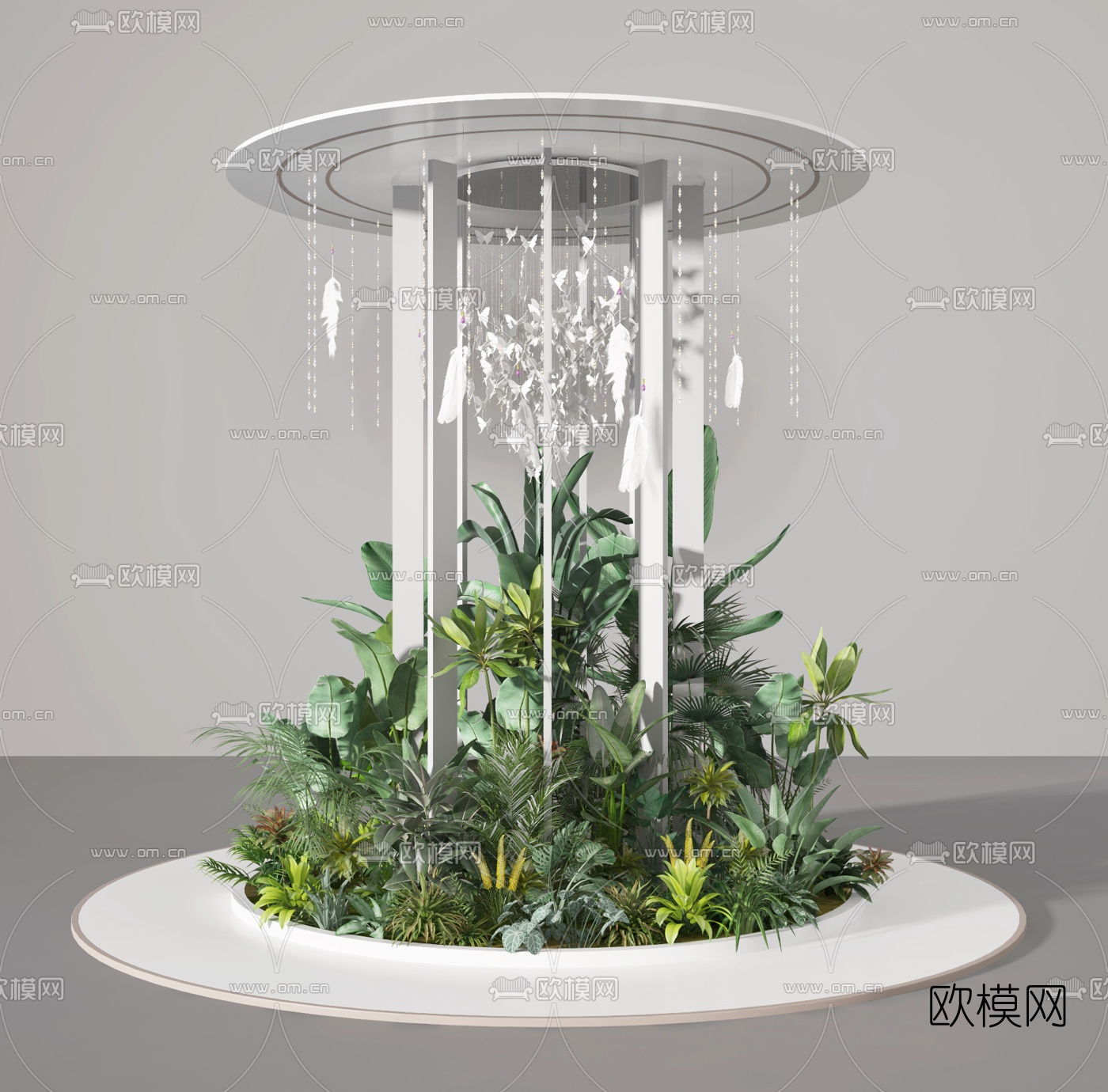 现代室内植物景观小品3d模型