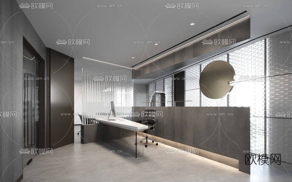 现代办公室前台3d模型下载(渲染图2)
