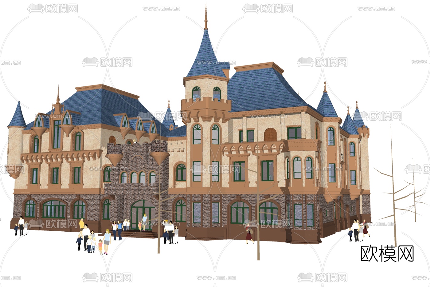 欧式会所外观su模型下载
