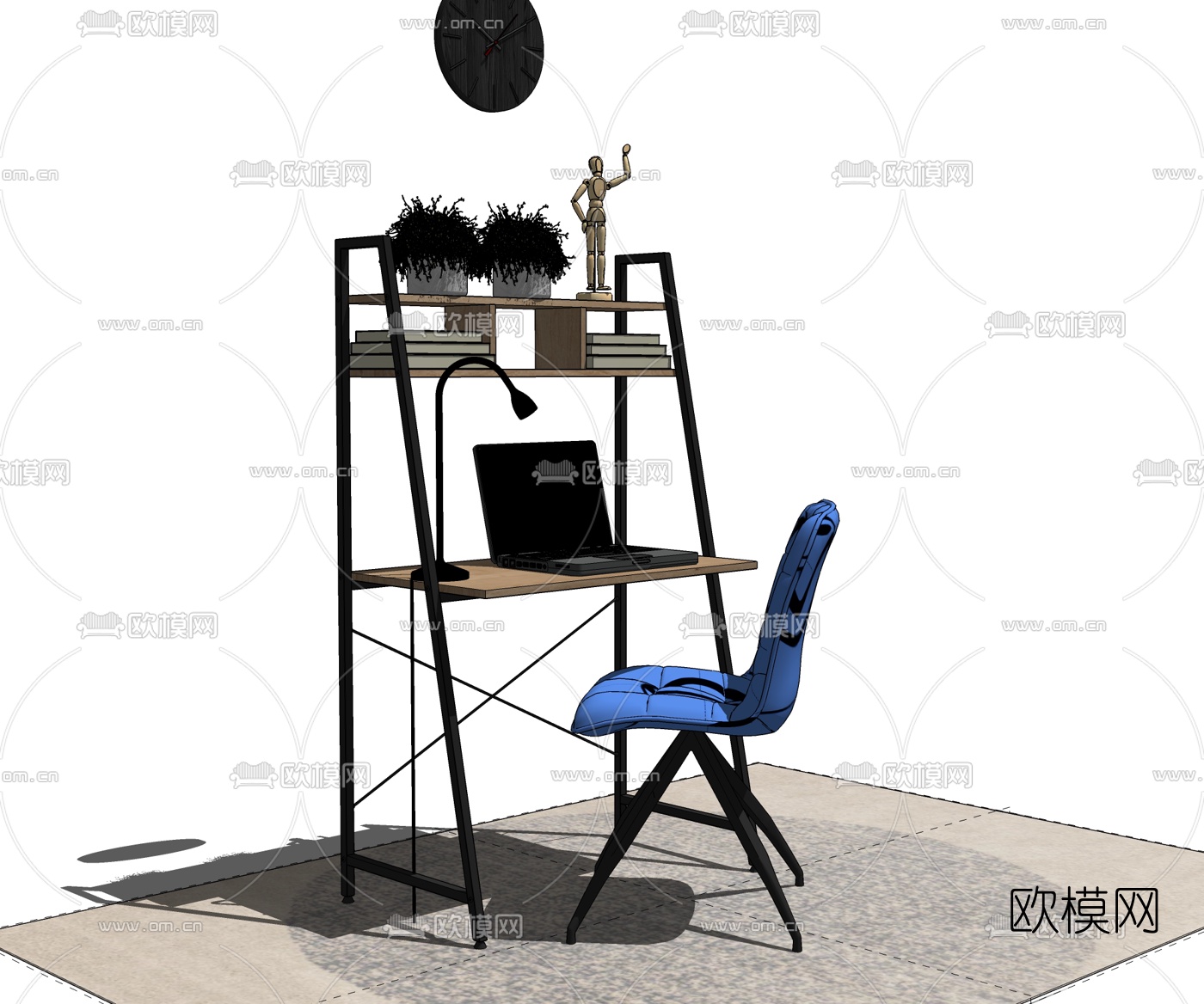 现代书桌椅su模型下载