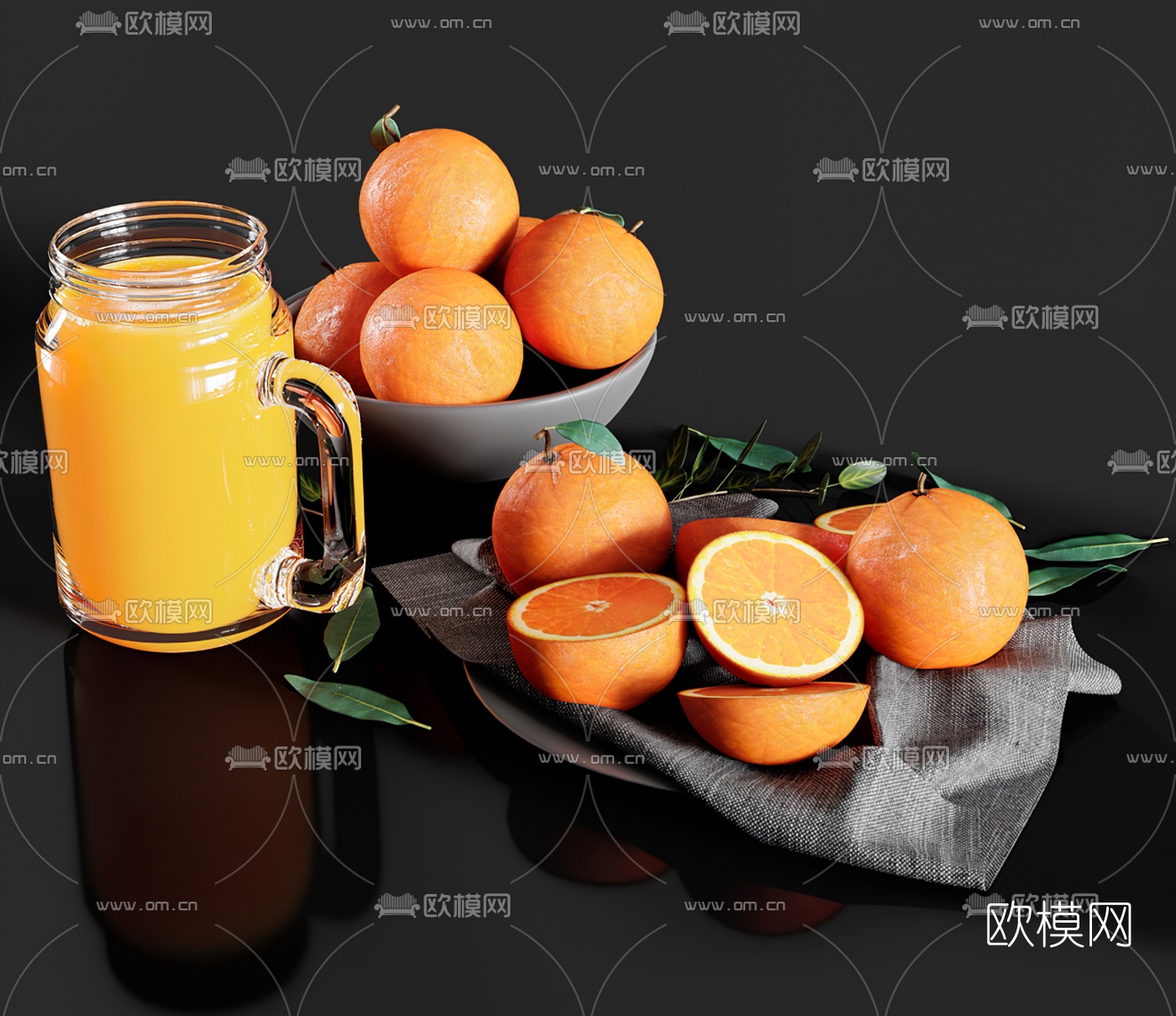 现代橘子果汁3d模型下载（渲染图2）