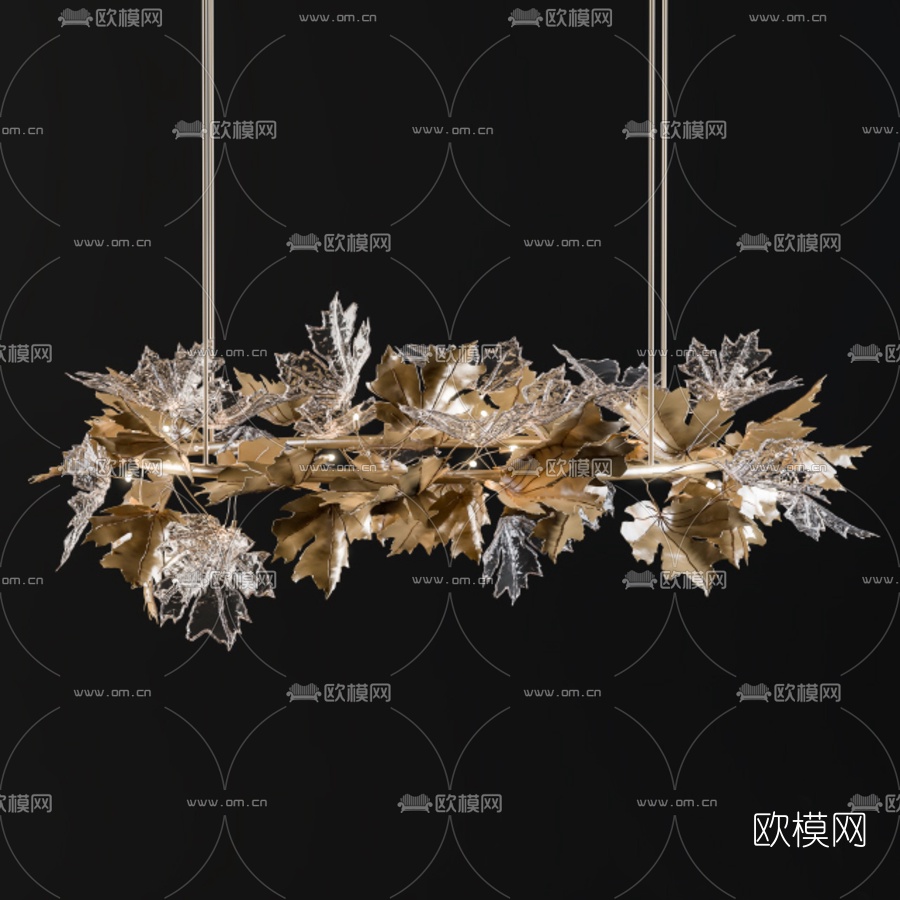 现代玻璃叶子装饰灯3d模型下载