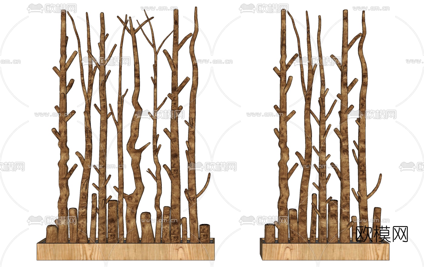 现代干枝树枝su模型下载