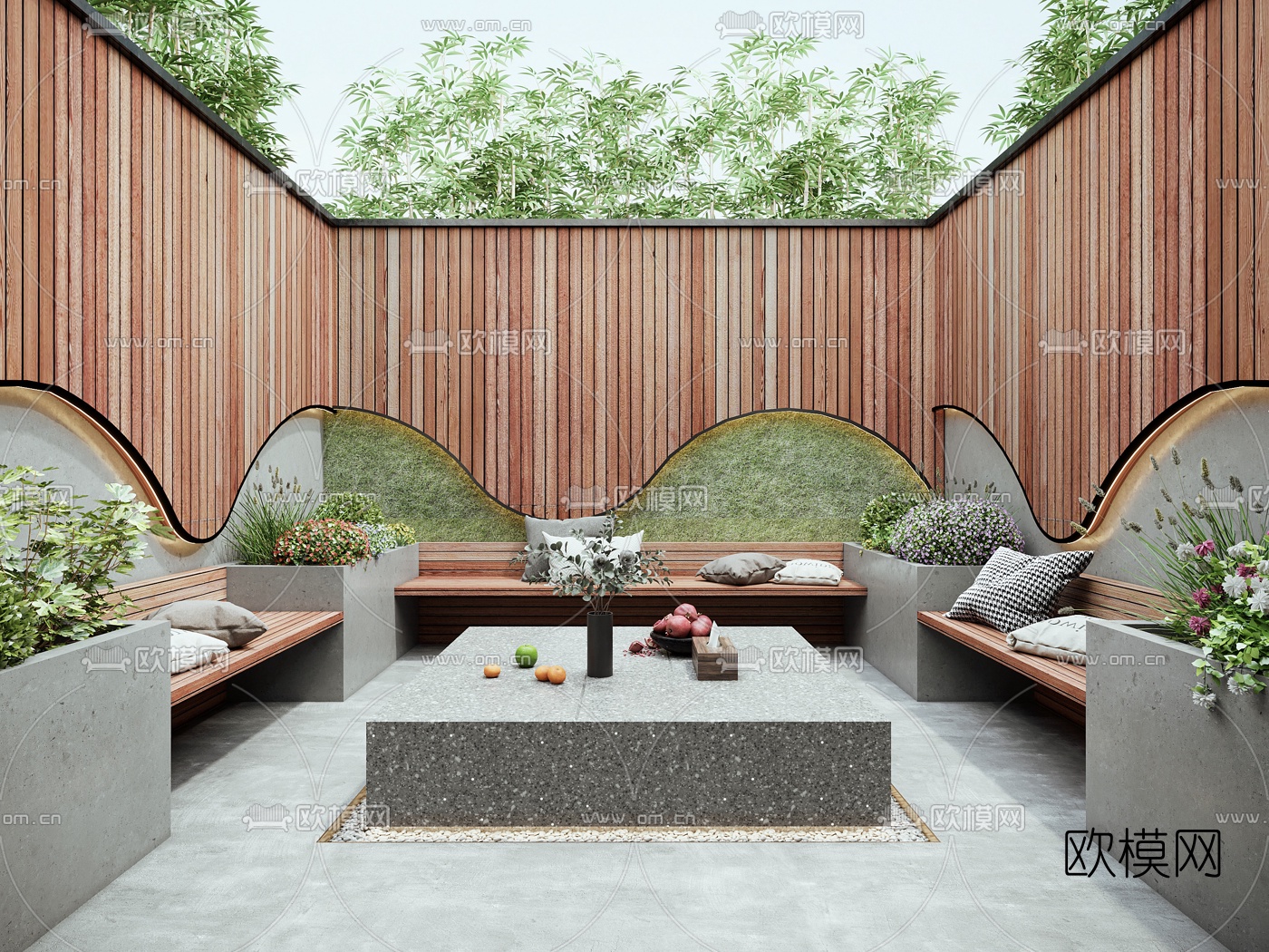 新中式别墅茶室健身房庭院3d模型