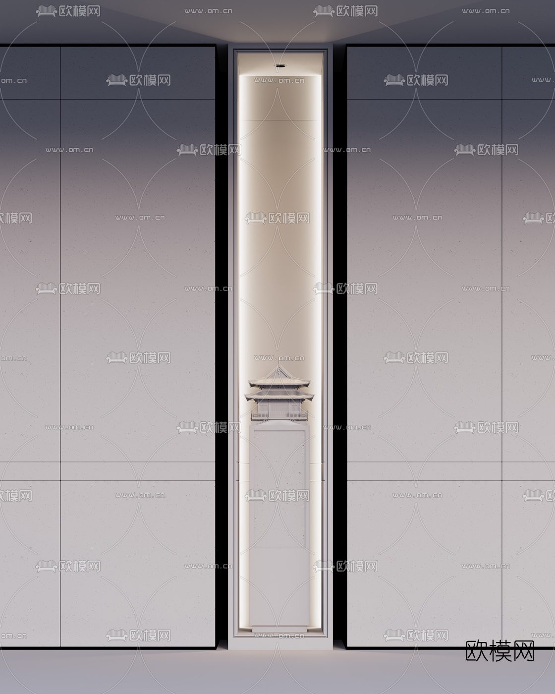 新中式古建筑雕塑摆件3d模型