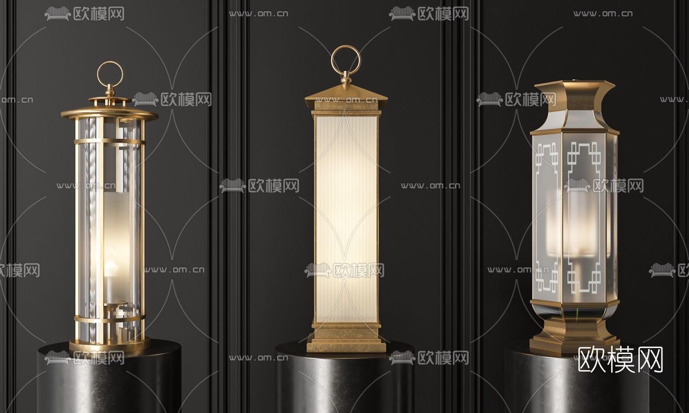 新中式户外灯景观灯3d模型下载（渲染图2）