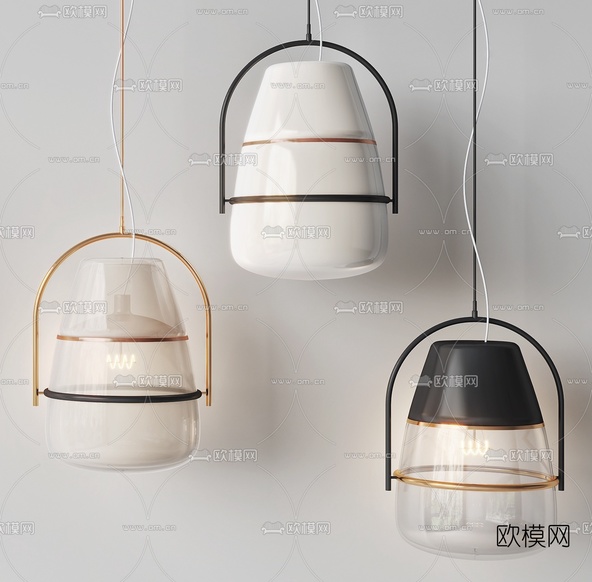 现代轻奢金属小吊灯3d模型下载(渲染图3)