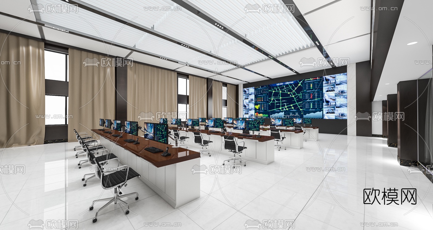 现代监控室免费3d模型下载