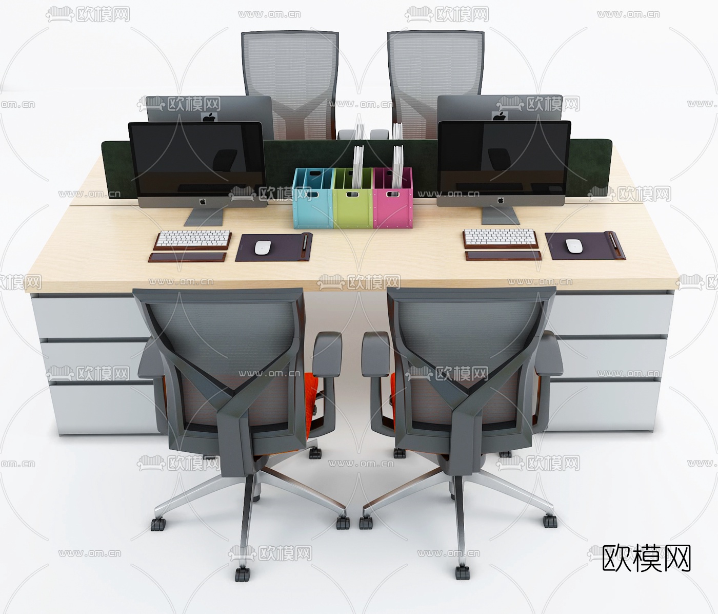 现代办公桌屏风卡位3d模型