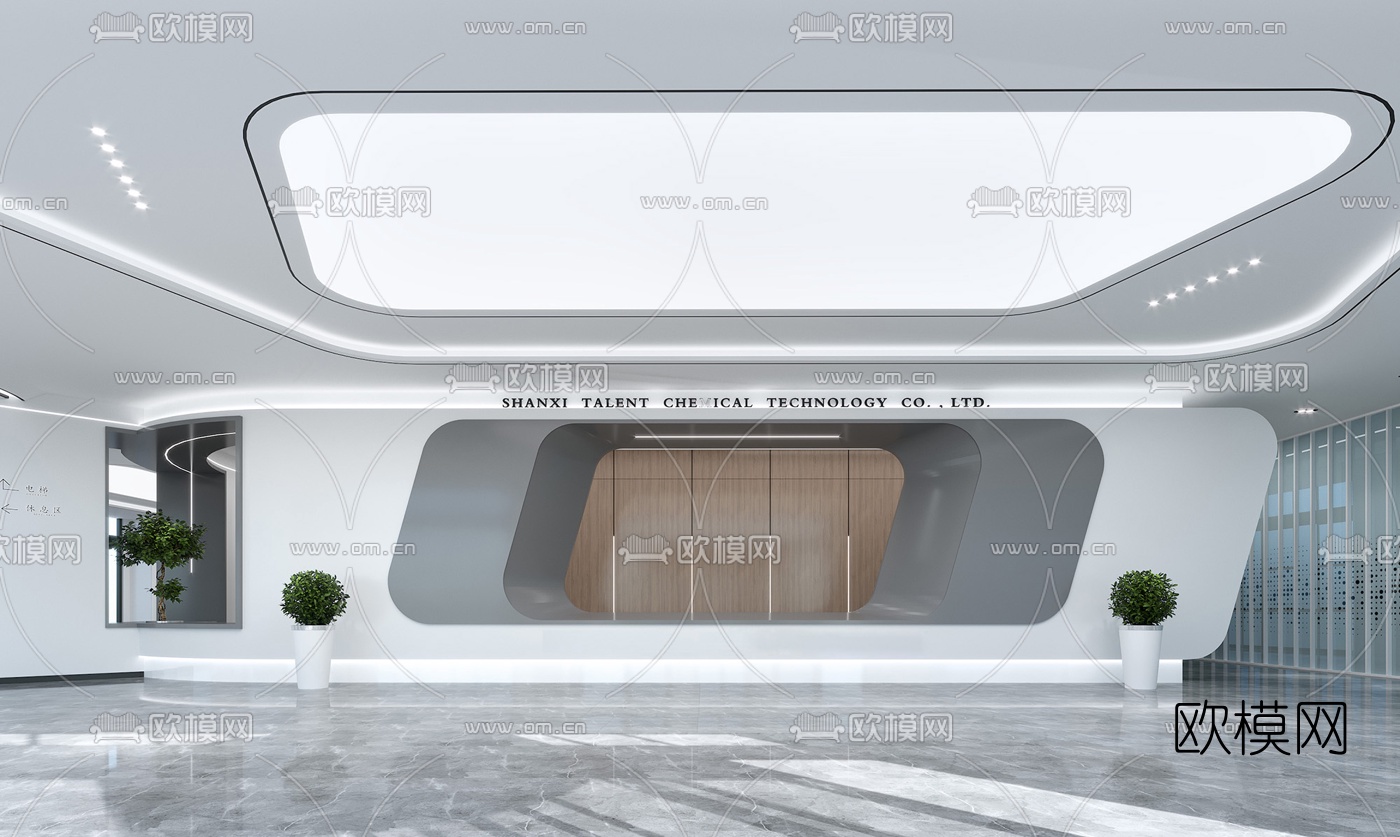 现代办公大厅电梯厅3d模型