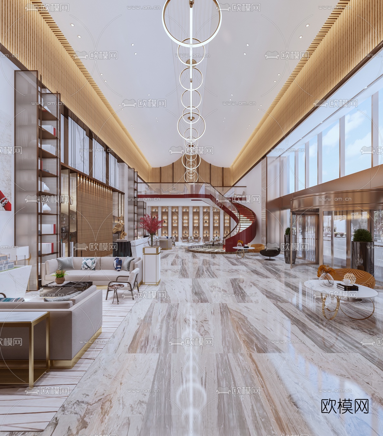 现代轻奢售楼处3d模型下载（渲染图1）