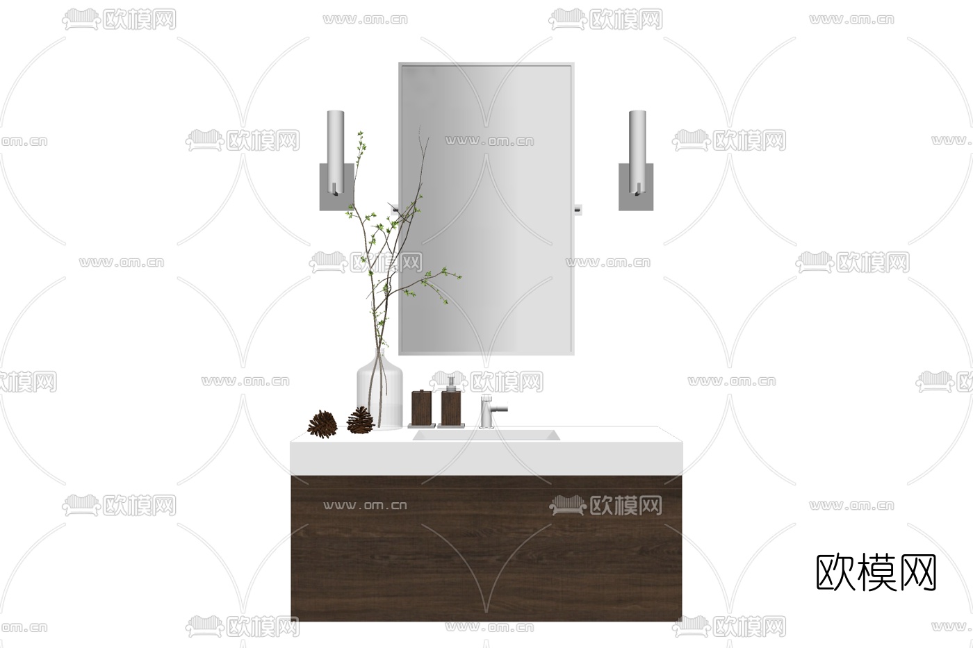 现代洗手台su模型下载