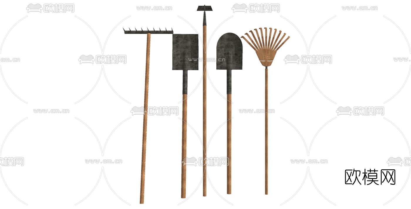 现代钉耙铁锹农具su模型下载