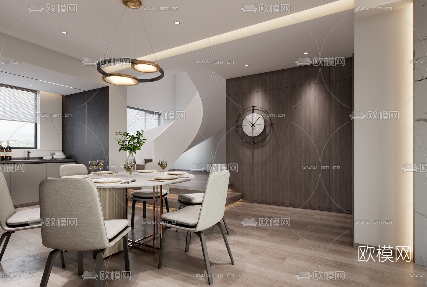 现代复式餐厅3d模型