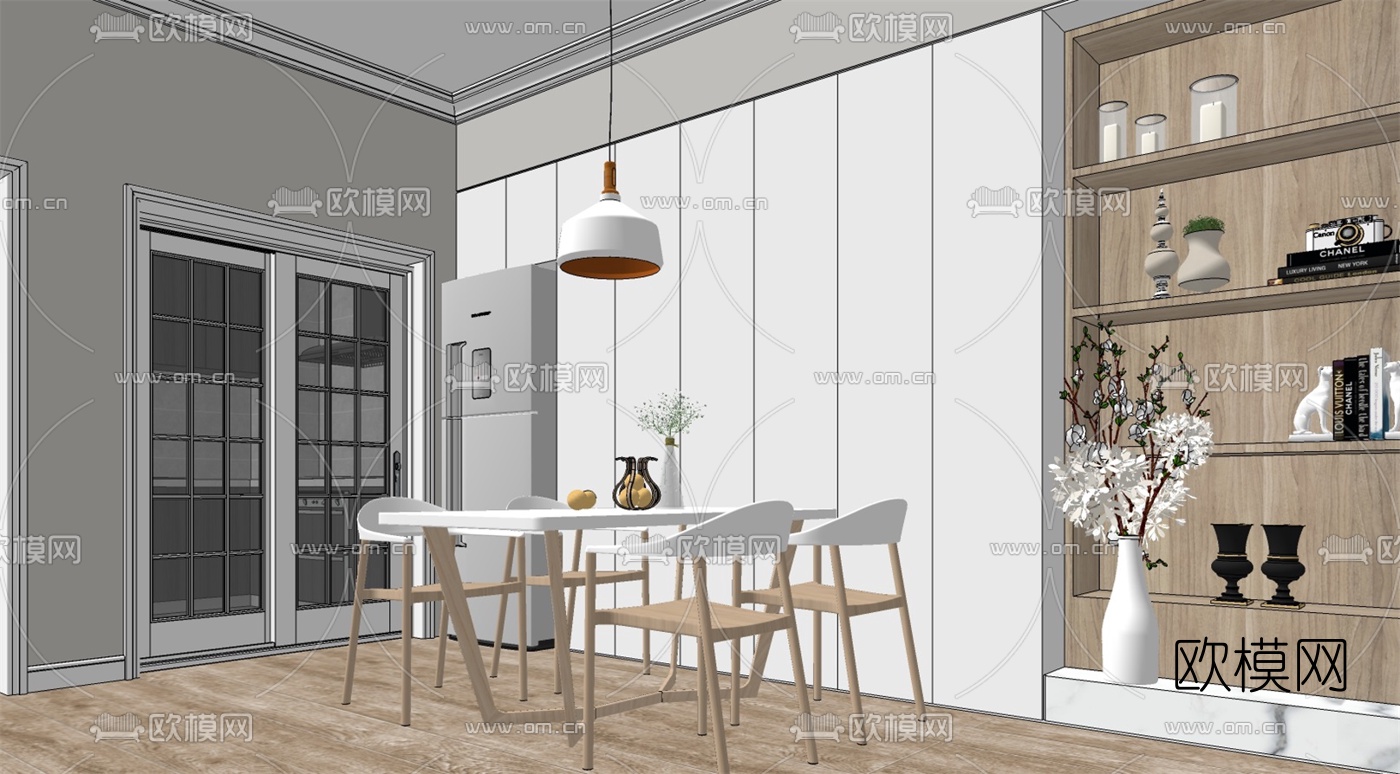 北欧小户型公寓su模型下载（渲染图3）