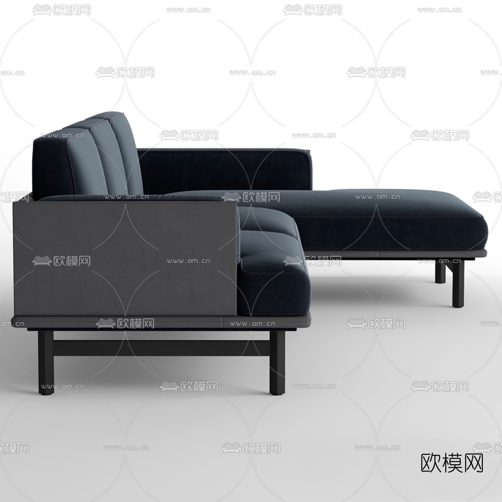 现代布艺多人转角沙发3d模型