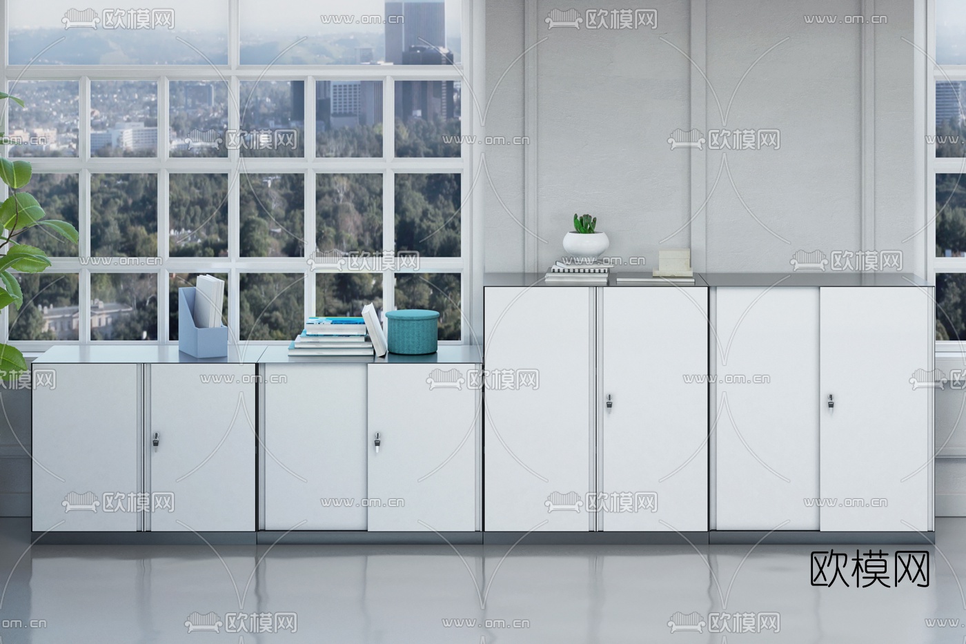 现代资料柜文件柜3d模型下载（渲染图3）