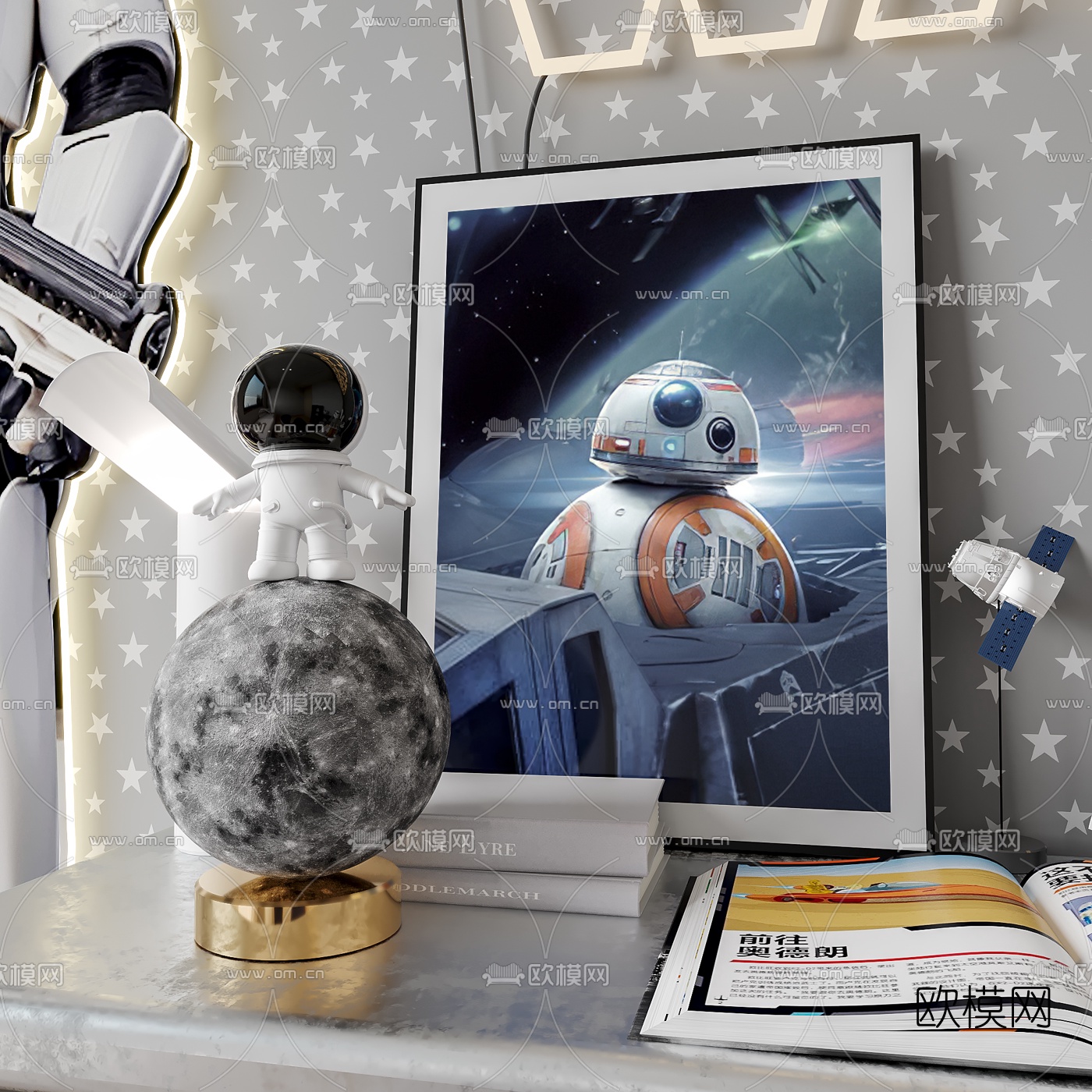 现代儿童房卧室3d模型下载（渲染图3）