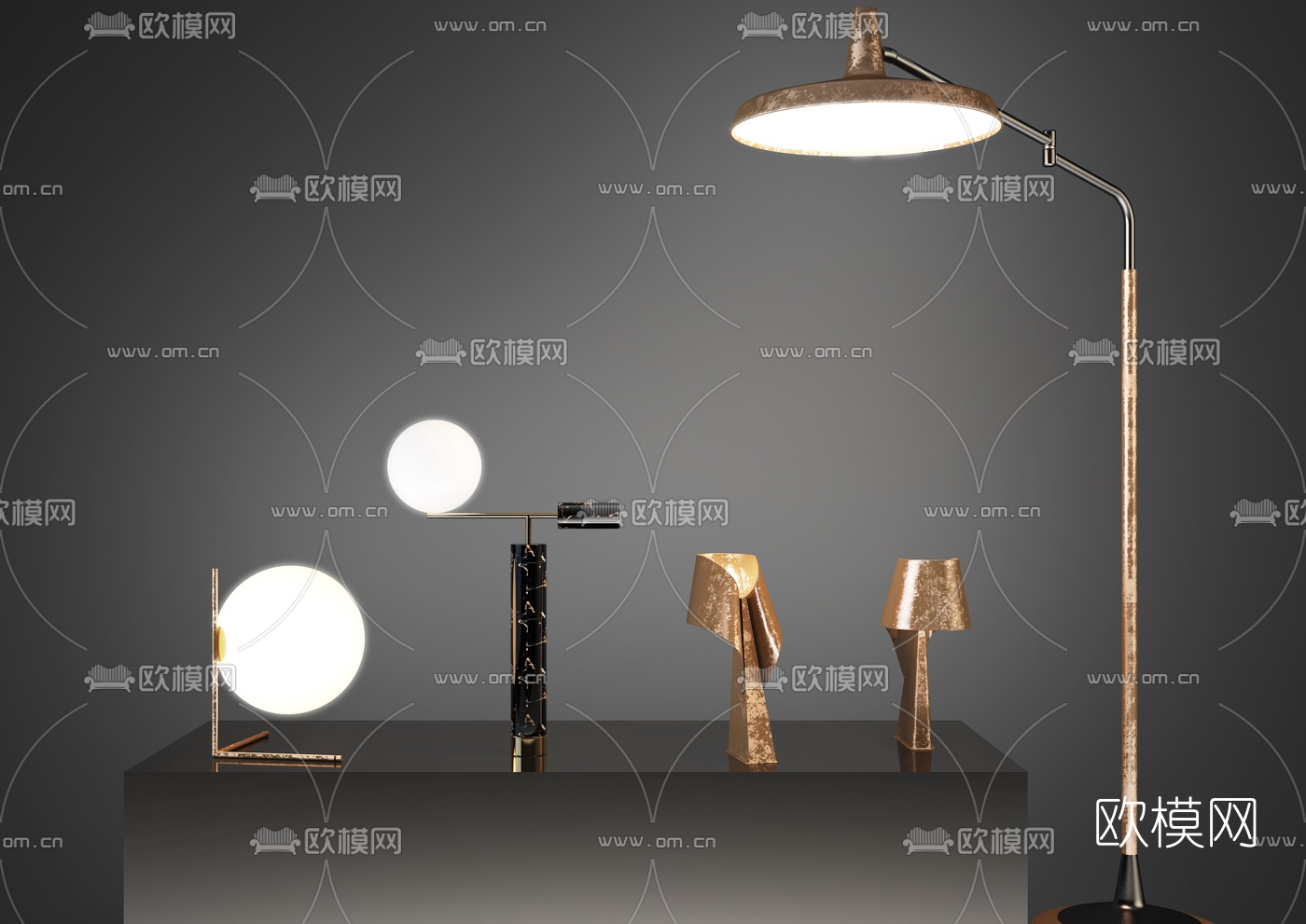 后现代金属台灯3d模型
