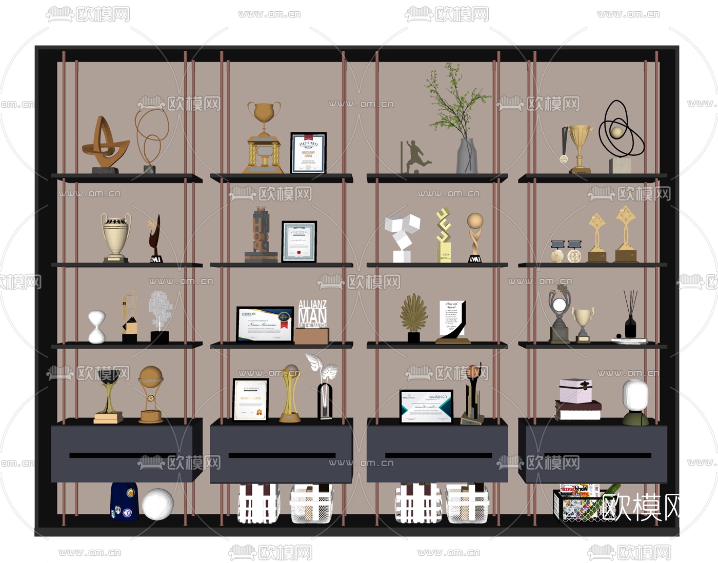 现代奖状奖杯su模型下载