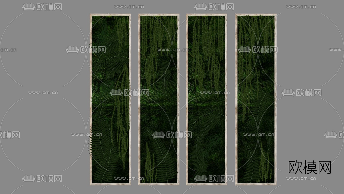 现代植物墙su模型下载（渲染图1）