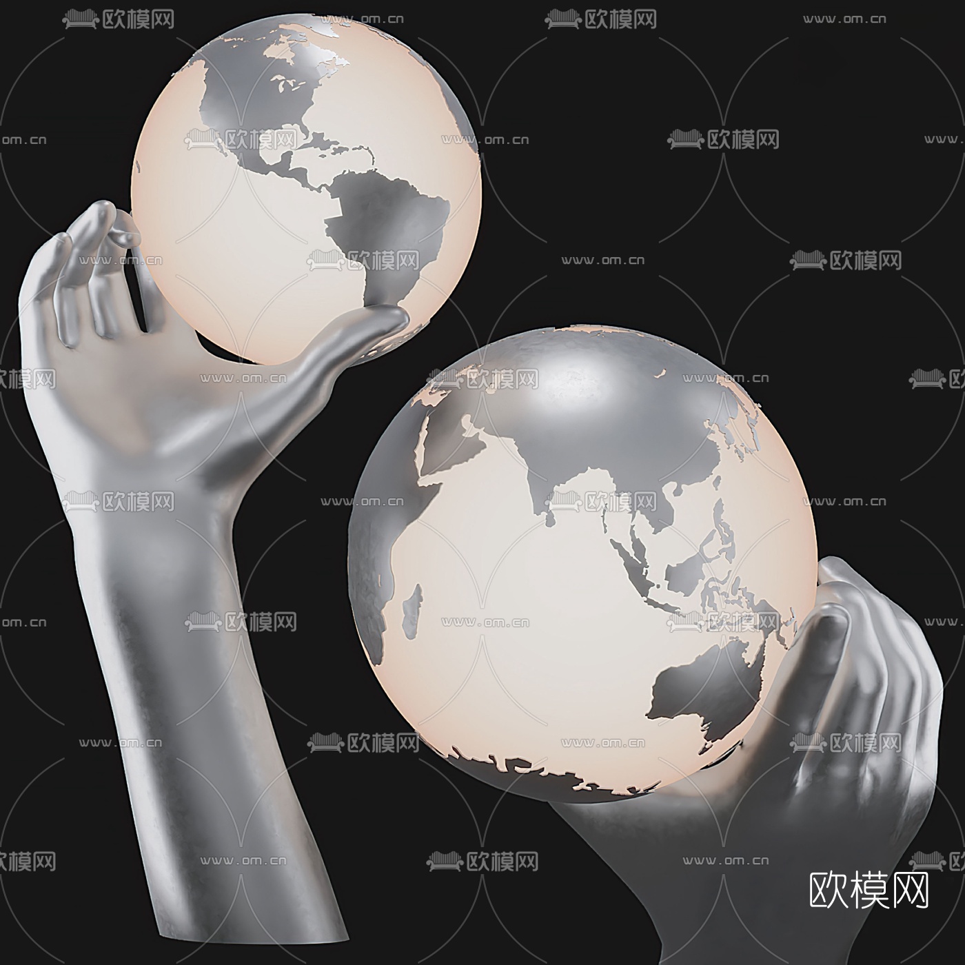 现代创意台灯摆件3d模型下载（渲染图2）