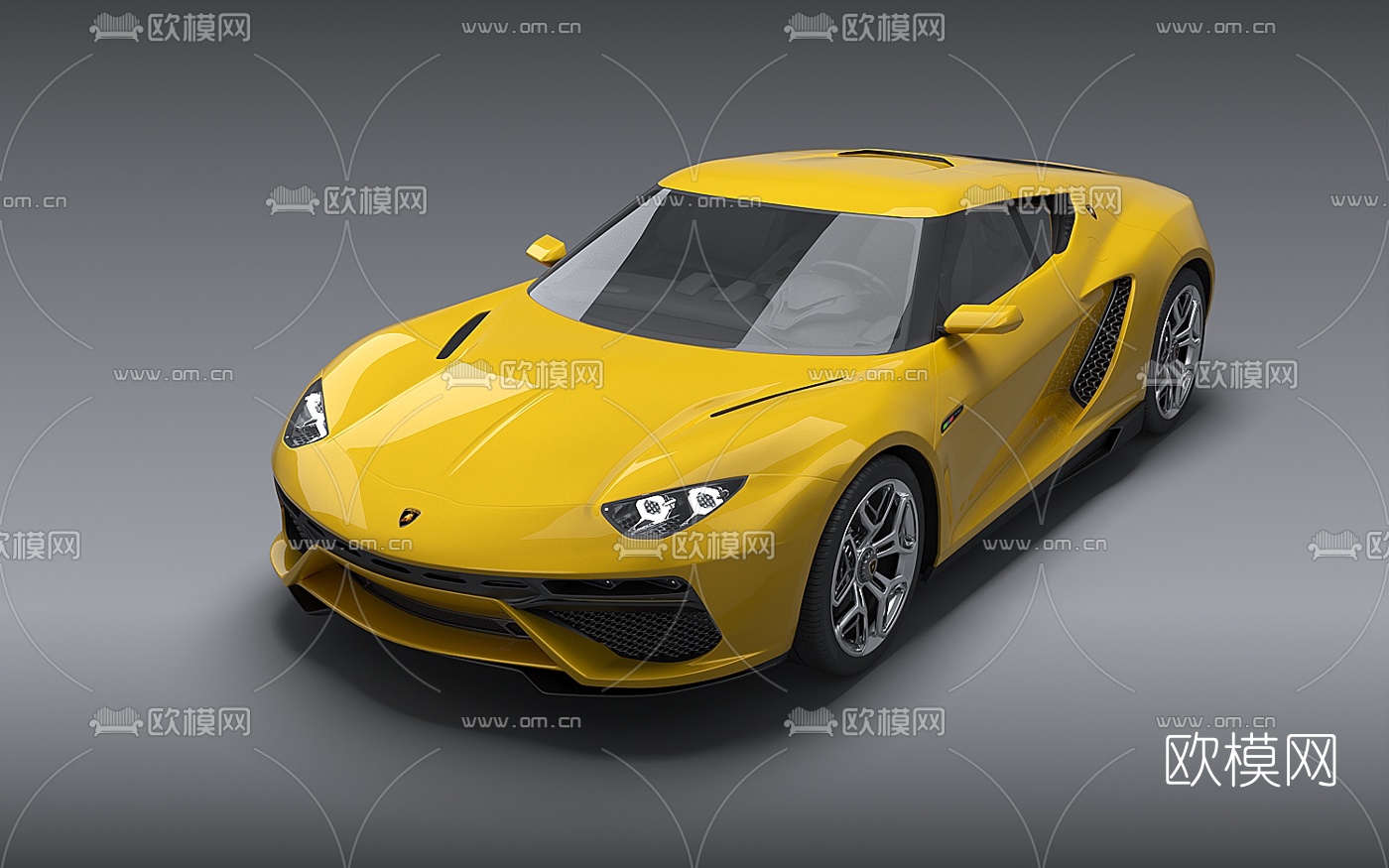 现代跑车兰博基尼3d模型下载（渲染图1）