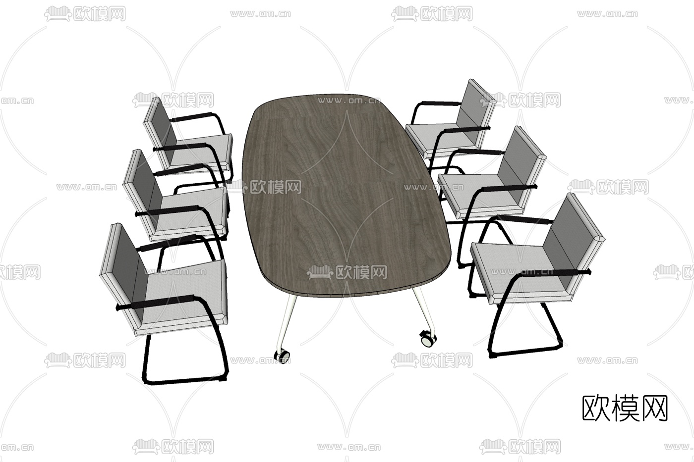 现代会议桌椅免费su模型下载