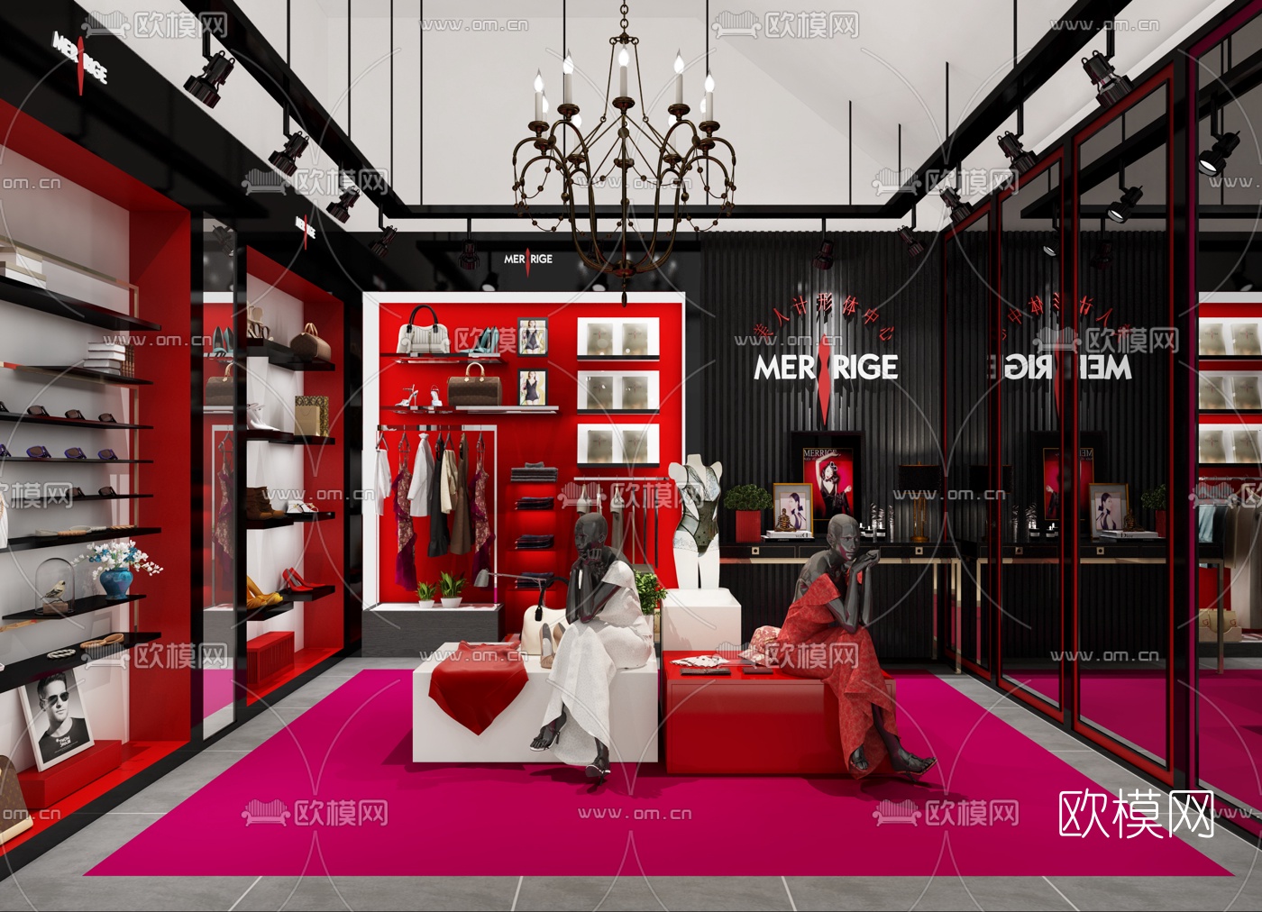 现代时尚女装服装店3d模型