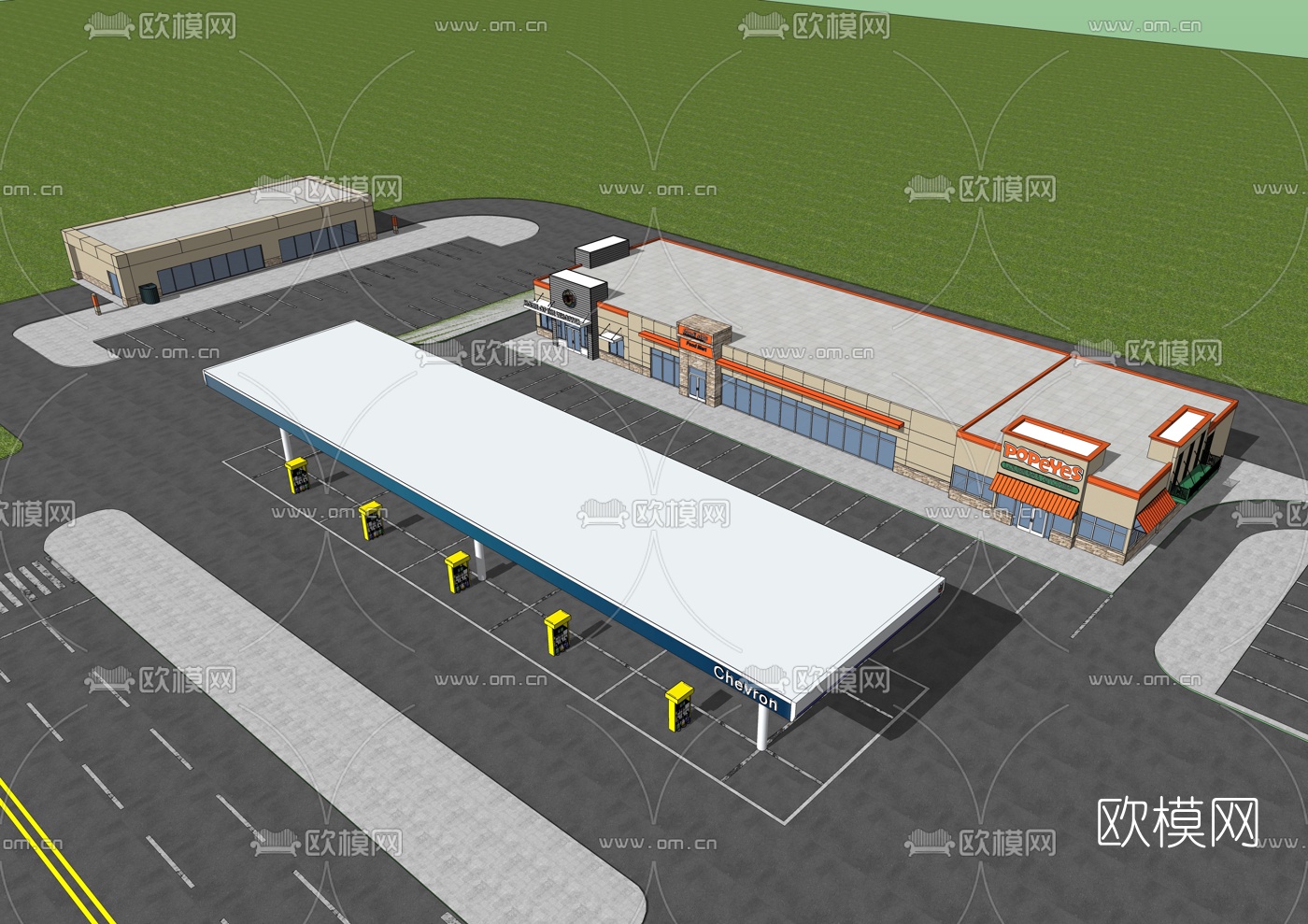 现代加油站su模型下载（渲染图3）
