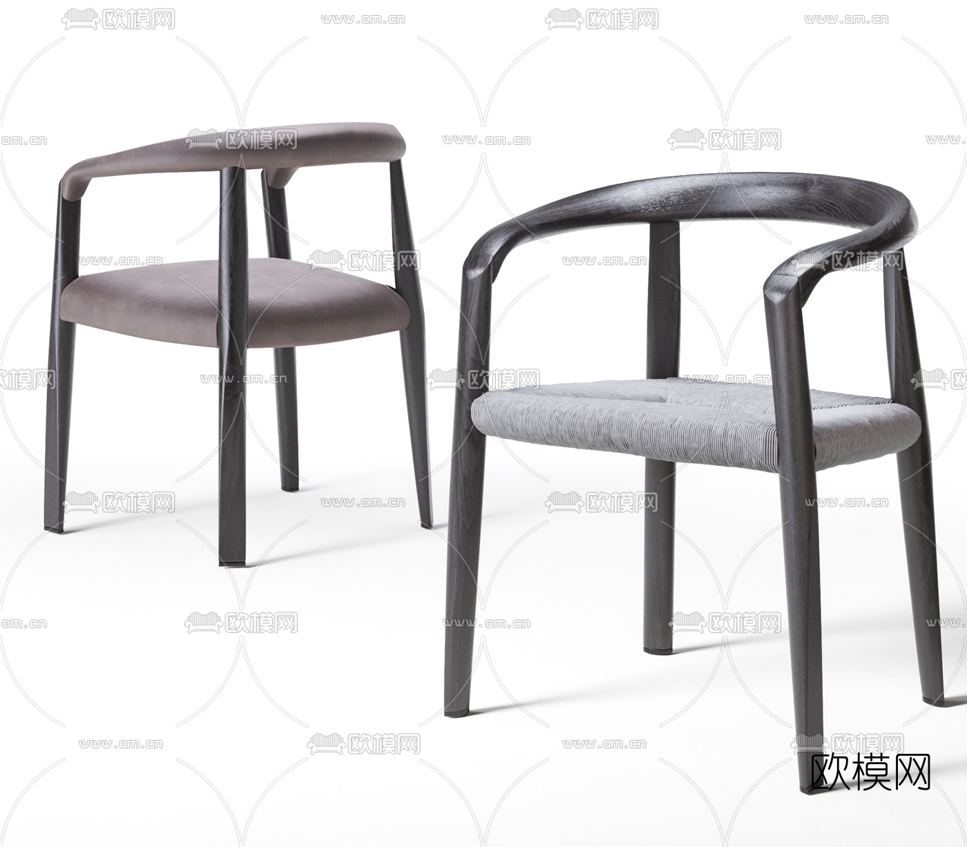 Molteni&C 现代木质布艺休闲椅3d模型下载