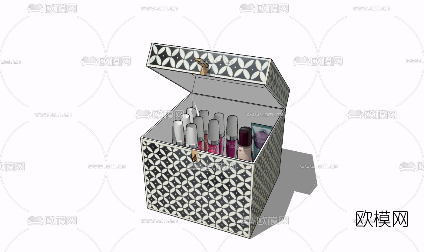 现代梳妆盒免费su模型下载