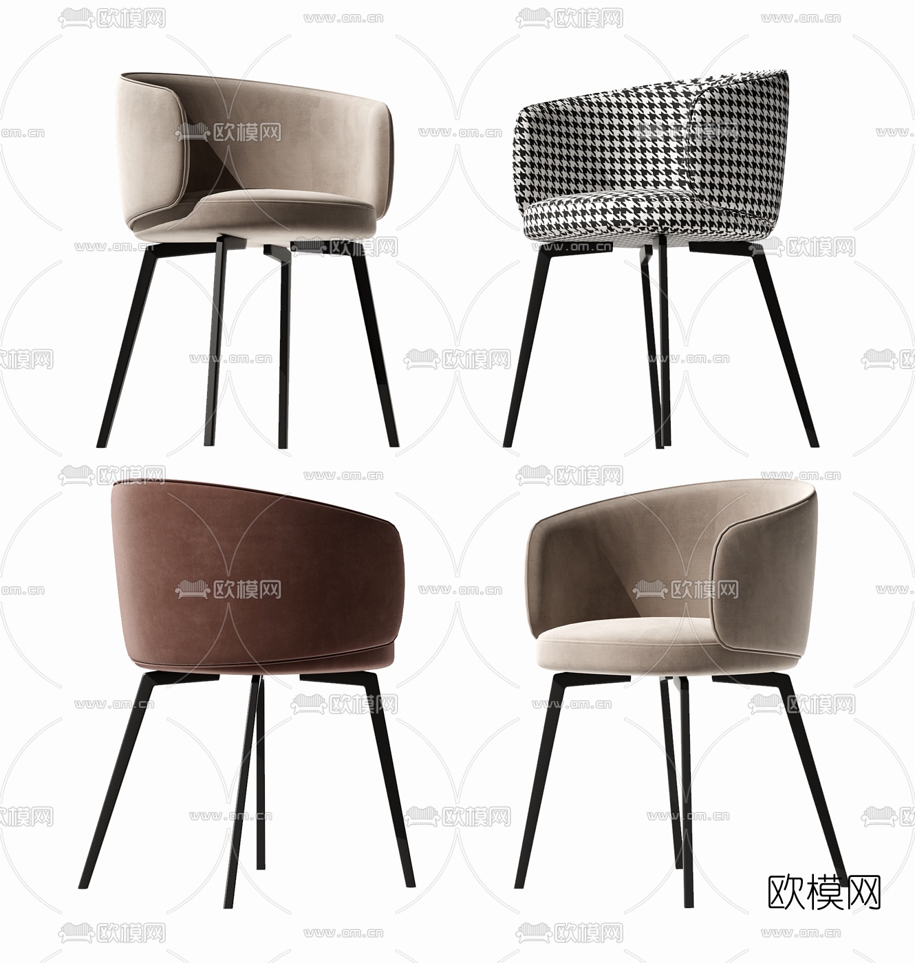 现代布艺单椅3d模型下载